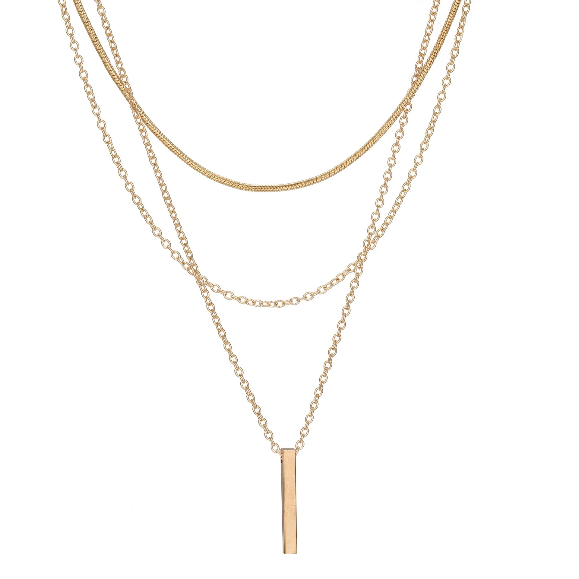 Layered Gold Necklace – Multi-Layer Chain Pendant