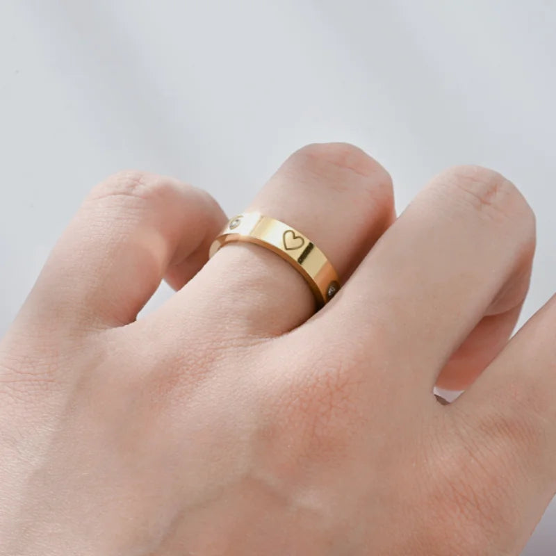 Gold Stainless Steel Zirconia Band Ring – Fashion Jewelry