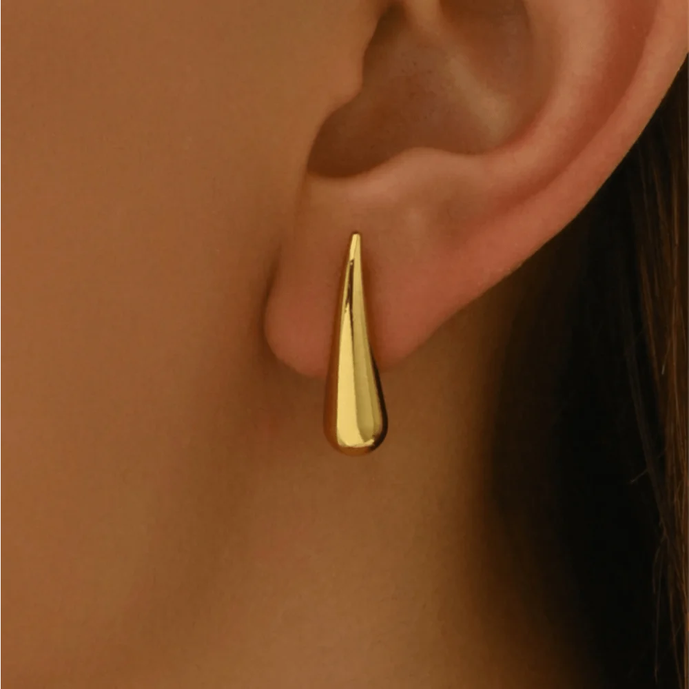Teardrop Water Drop Earrings – Minimalist Polished Droplet Studs for Women